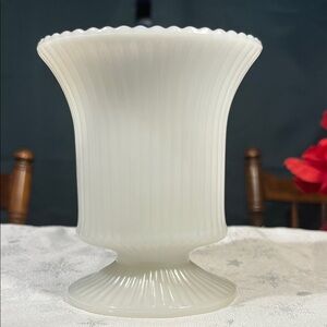Elegant White Fluted Vase